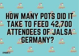 How many pots did it take to feed 42,700 attendees of Jalsa Germany?